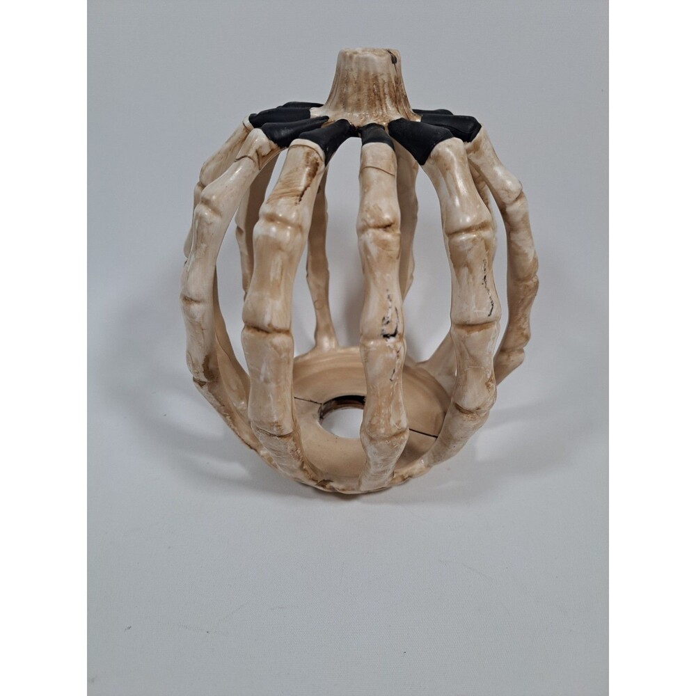Halloween Bone Pumpkin Plastic Decoration Votive Candle Holder 7"
